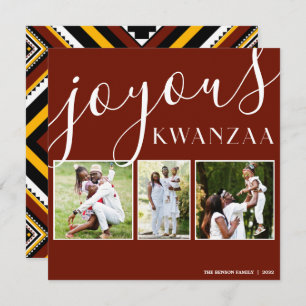 Joyous Kwanzaa Photo 3 Collage Holiday Card