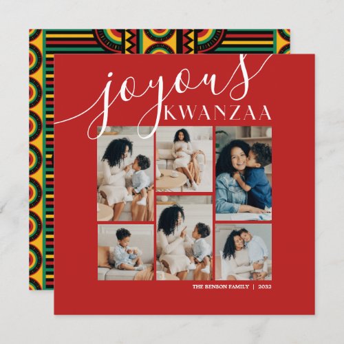 Joyous Kwanzaa Photo 6 Collage Holiday Card