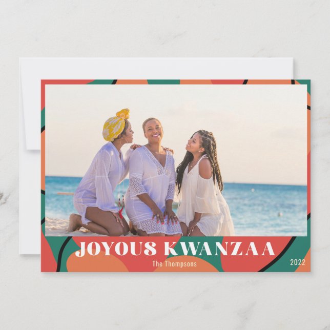 Joyous Kwanzaa Photo  Holiday Design Card (Front)