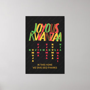 Joyous KWANZAA Principles Crossword Canvas Print