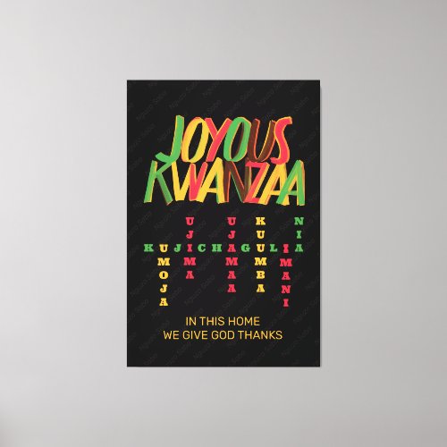 Joyous KWANZAA Principles Crossword Canvas Print