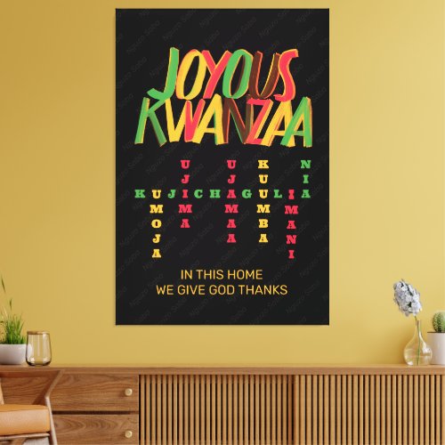 Joyous KWANZAA Principles Crossword Canvas Print