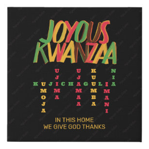 Joyous KWANZAA Principles Crossword Faux Canvas Print