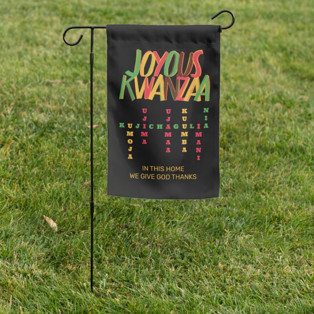 Joyous KWANZAA Principles Crossword Garden Flag (In SItu)