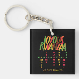 Joyous KWANZAA Principles Crossword Keychain