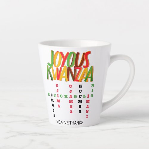 Joyous KWANZAA Principles Crossword Latte Mug