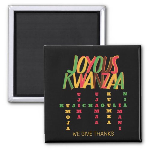 Joyous KWANZAA Principles Crossword Magnet