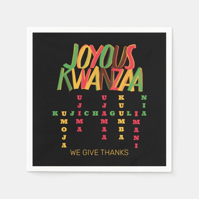 Joyous KWANZAA Principles Crossword Napkins (Front)