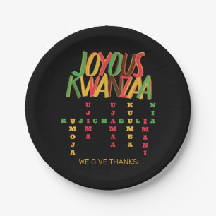 Joyous KWANZAA Principles Crossword Paper Plates