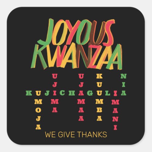Joyous KWANZAA Principles Crossword Square Sticker