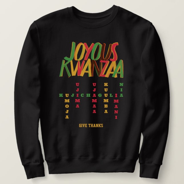Joyous KWANZAA Principles Crossword Sweatshirt (Design Front)