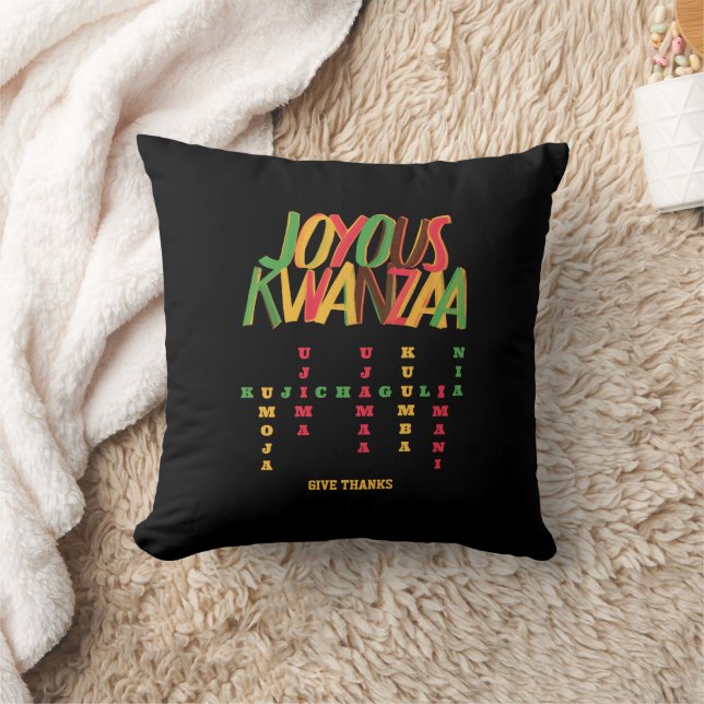 Joyous KWANZAA Principles Crossword Throw Pillow (Blanket)