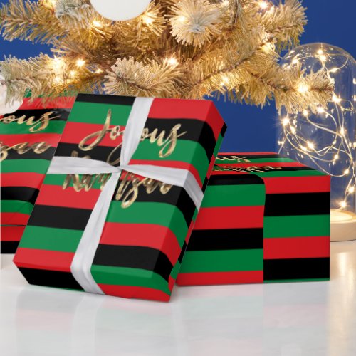 Joyous Kwanzaa RBG UNIA Afro_American Flag Wrappin Wrapping Paper