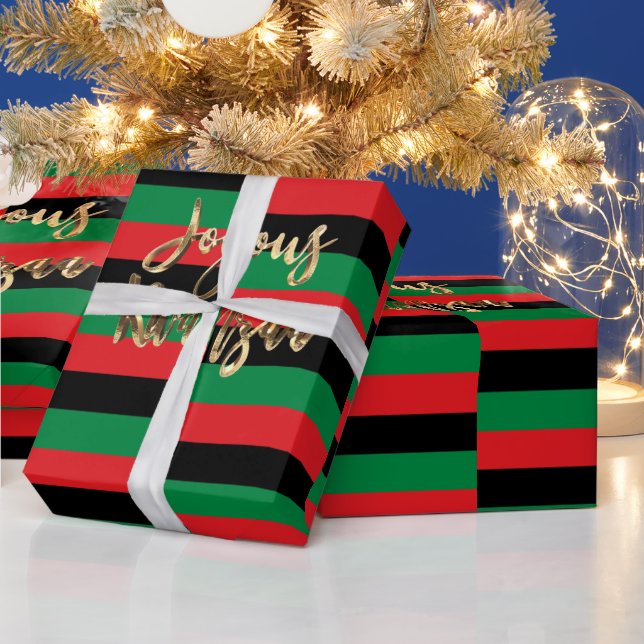 Joyous Kwanzaa RBG UNIA Afro-American Flag Wrappin Wrapping Paper (Holidays)