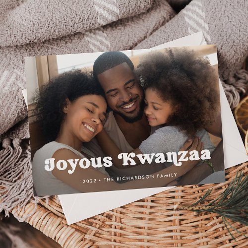 Joyous Kwanzaa  Simple Boho Photo Overlay Holiday Card