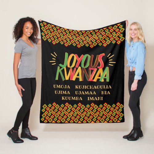 Joyous Kwanzaa with Nguzo Saba Fleece Blanket