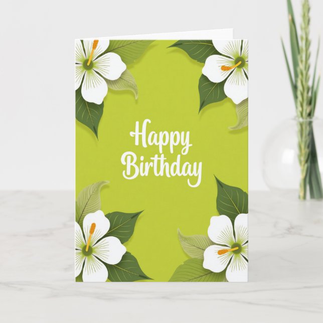 Joyous Lime Floral Birthday Card (Front)