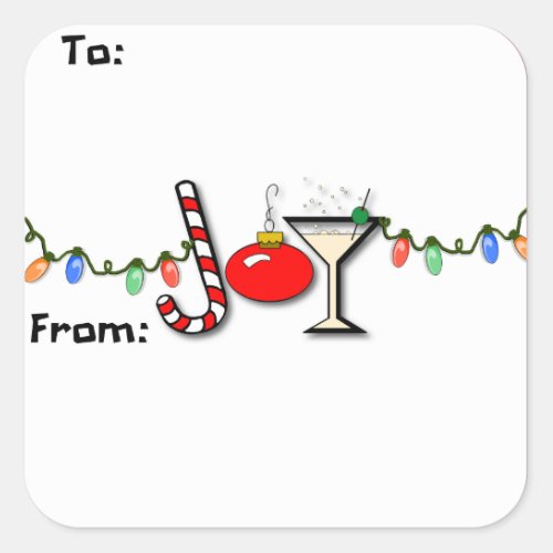 Joyous Martini Gift Tag Sticker