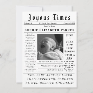 Joyous Newborn Times Birth Announcement