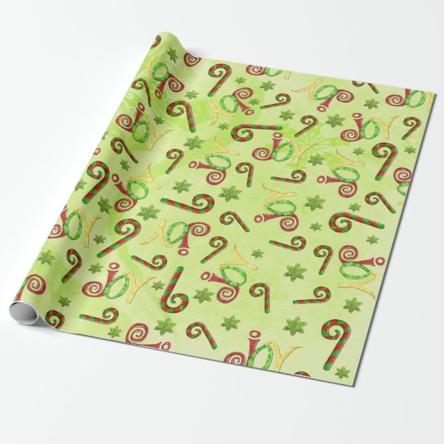 Joyous Occasions Whimsey GREEN ALL PURPOSE Wrapping Paper (Unrolled)