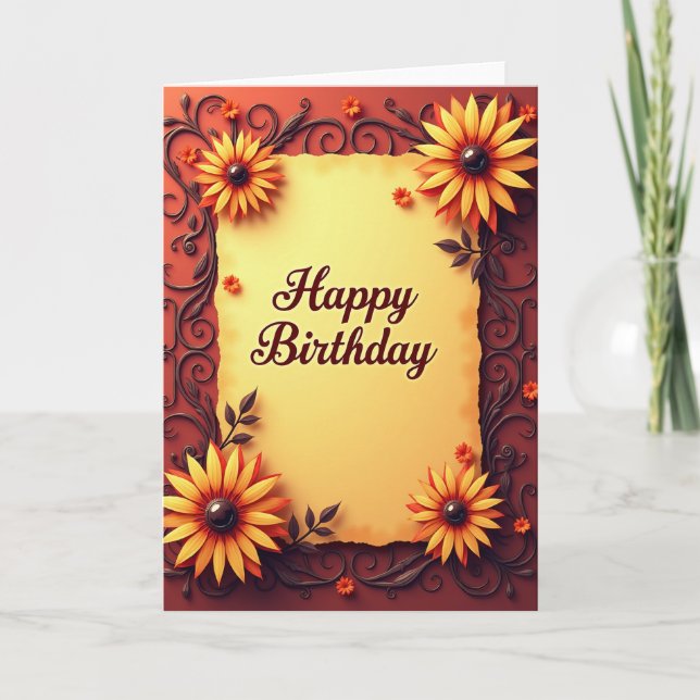 Joyous Parchment Birthday Card (Front)