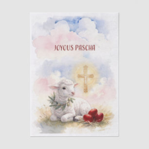 Joyous Pascha Lamb, Red Eggs and Cross Tissue Paper