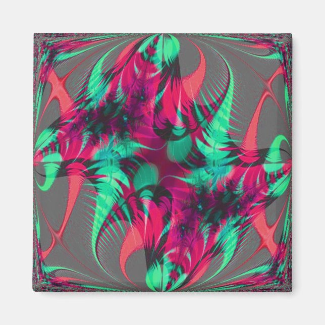 Joyous Red Fractal Magnet (Front)