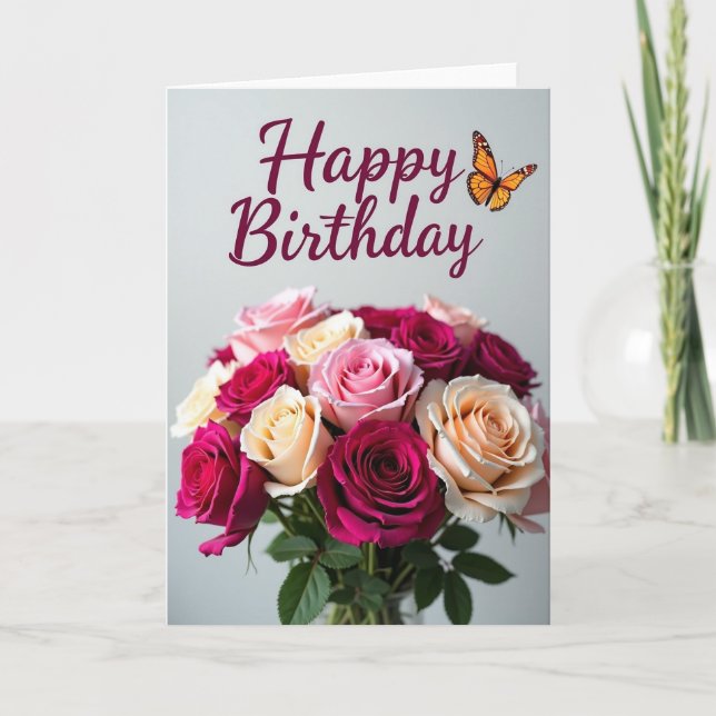 Joyous Rose Bouquet Card (Front)