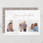 Joyous Sketch | Hanukkah Photo Collage Holiday Card<br><div class="desc">Send Hanukkah greetings to friends and family in chic style with our elegant photo cards. Designed to accommodate three of your favorite photos arranged side by side in a collage format, card features "joyous Hanukkah" in casual hand sketched script lettering adorned with hand drawn stars at the corners. Personalize with...</div>