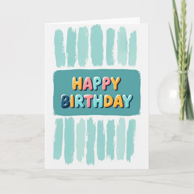 Joyous Teal Brushstroke Card (Front)