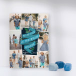 Joyous Tidings | Hanukkah Photo Collage Card<br><div class="desc">Beautifully illustrated Hanukkah photo card features eight photos arranged in a collage layout. "May love and light fill your heart at Hanukkah" appears in the center in hand lettered typography on a blue watercolor ribbon,  accented with green leaves and white berries. Personalize with your names and the year.</div>