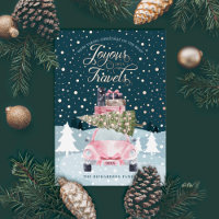 Joyous Travels Road Trip Pink Retro Watercolor Car
