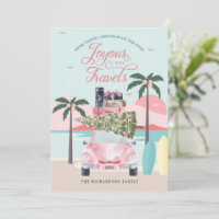 Joyous Travels Tropical Road Trip Pink Retro Car
