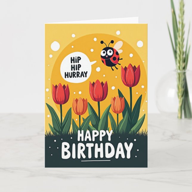 Joyous Tulips Birthday Card (Front)