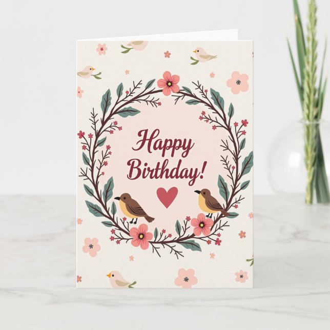 Joyous Wreath Birthday Card (Front)