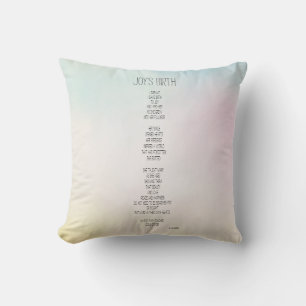 Joy's Birth Inspirational Poem Throw Pillow