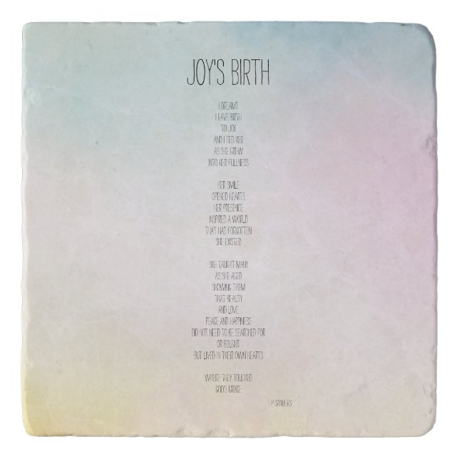 Joy's Birth Inspirational Poem Trivet (Front)