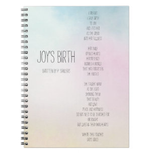 Joy's Birth Inspirational Poem (written by me) Notebook