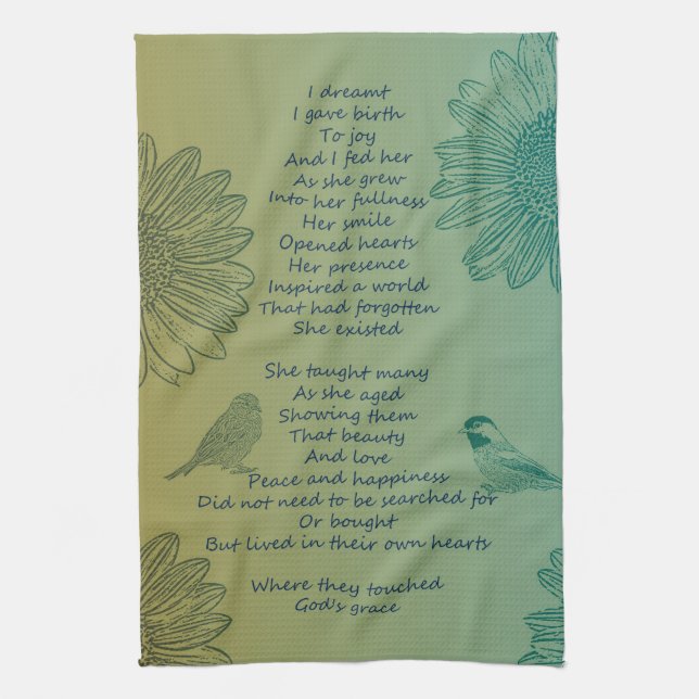 Joy's Birth Poem Towel (Vertical)