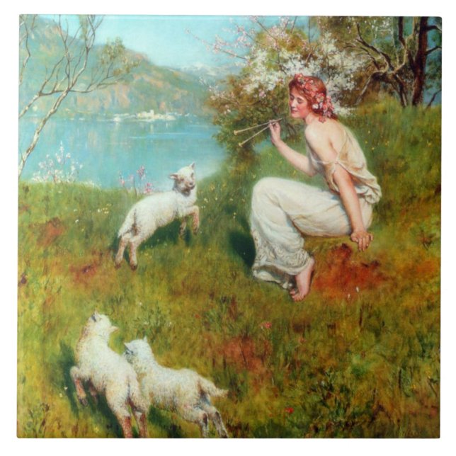 Joys of Spring (by John Collier) Ceramic Tile (Front)