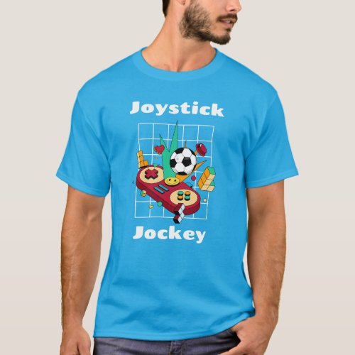 Joystick Jockey Gaming T_Shirt Blue_White