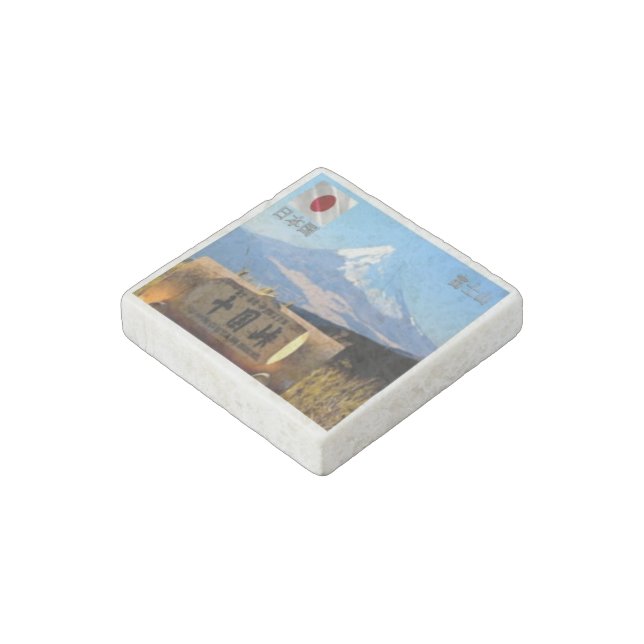 JP Japan - Views of Mount Fuji Stone Magnet (Angled)
