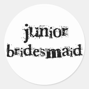 Jr. Bridesmaid Black Text Classic Round Sticker