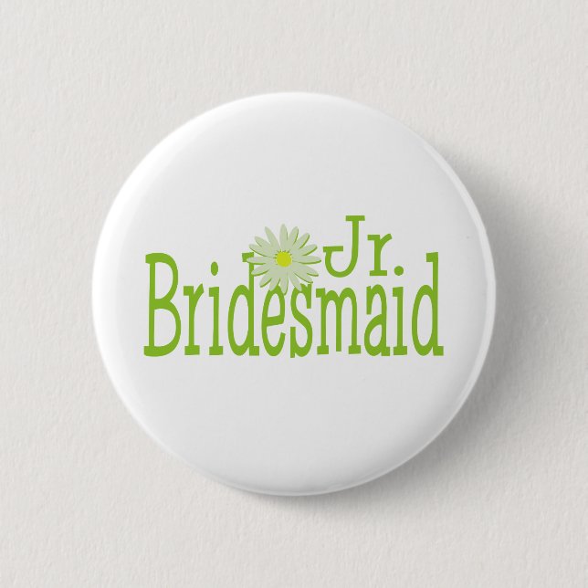 Jr. Bridesmaid/ Daisy theme Pinback Button (Front)