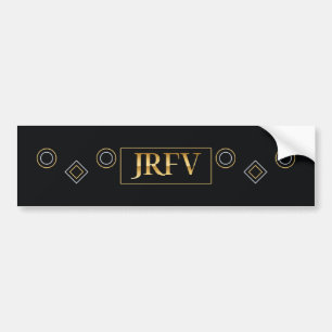 JRFV Circles and Diamonds Gold and Chrome Look Bumper Sticker