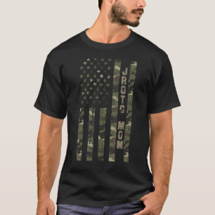 JROTC Mom United States Distressed Camo w US Flag T-Shirt