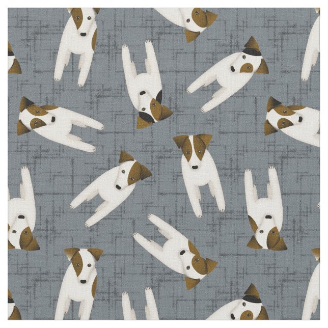 JRT Jack Russell dogs crisscross slate any color Fabric (Close Up)
