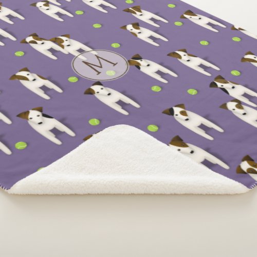 JRT PRT Terriers dogs tennis balls pattern purple Sherpa Blanket