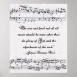 Js Bach Quote With Musical Notation Poster at Zazzle