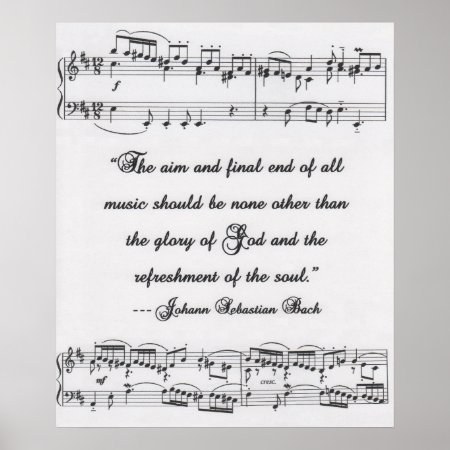 Js Bach Quote With Musical Notation Poster